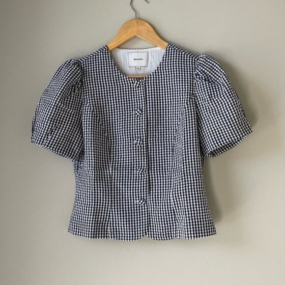 NEW Reformation Mika Two Piece Skirt Set Black White Check Gingham | US 2 UK 6 - Picture 6 of 13